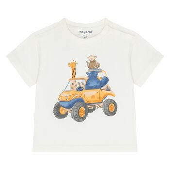 Younger Boys White Animals T-Shirt