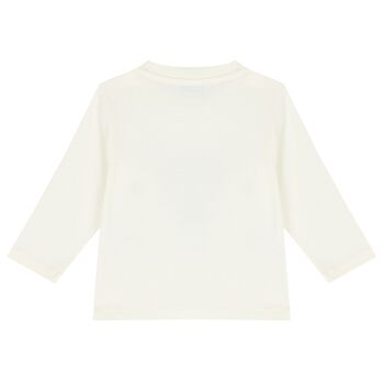 Younger Boys Ivory Logo Long Sleeve Top
