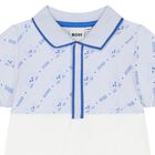 Baby Boys Blue & White Logo Romper, 2, hi-res