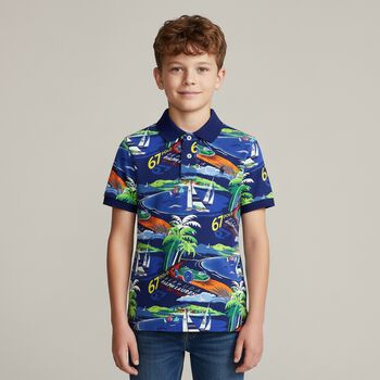 Boys Blue Logo Polo Shirt