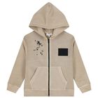 Boys Beige Logo Hooded Top, 1, hi-res