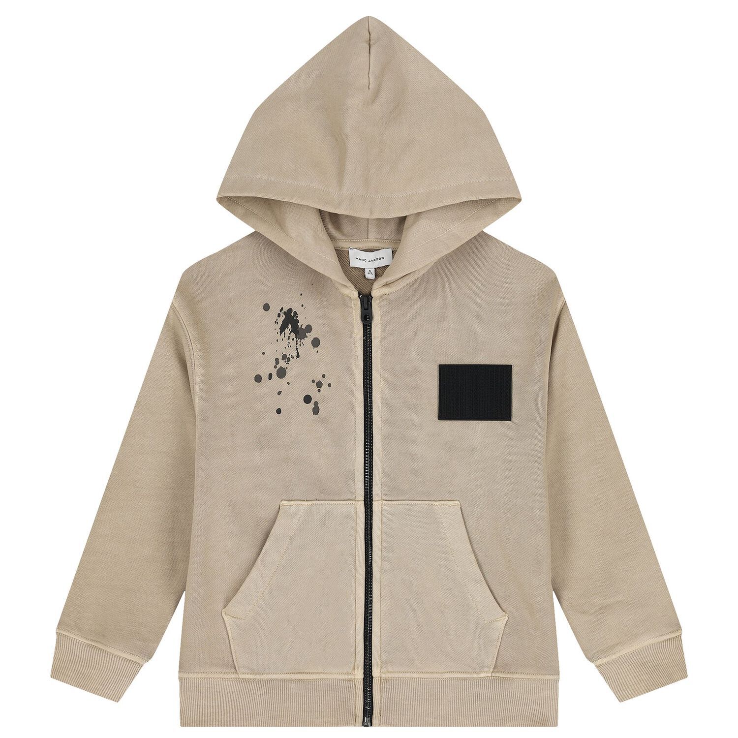 Boys Beige Logo Hooded Top, 1, hi-res