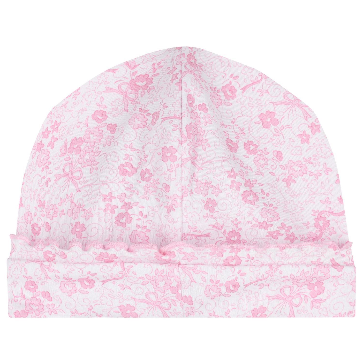 Baby Girls White & Pink Old English Roses Hat, 1, hi-res image number null