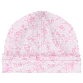 Baby Girls White & Pink Old English Roses Hat