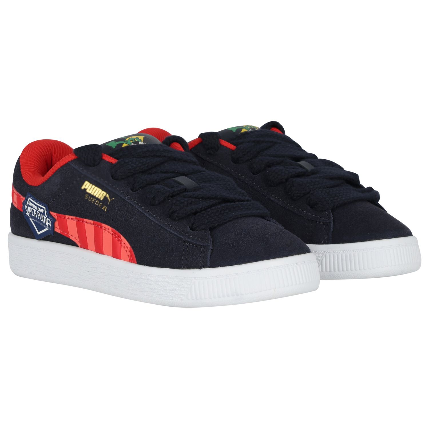 Boys Navy Blue Suede Super Puma Trainers, 1, hi-res