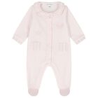 Baby Girls Pink Striped Collar Babygrow, 3, hi-res