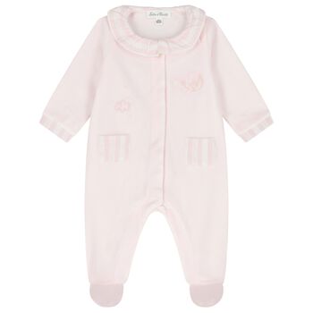 Baby Girls Pink Striped Collar Babygrow