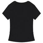 Girls Black Embellished Logo T-Shirt, 4, hi-res