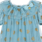 Girls Blue & Gold Hearts Dress, 1, hi-res