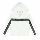 Girls White & Black Logo Hooded Top, 1, hi-res