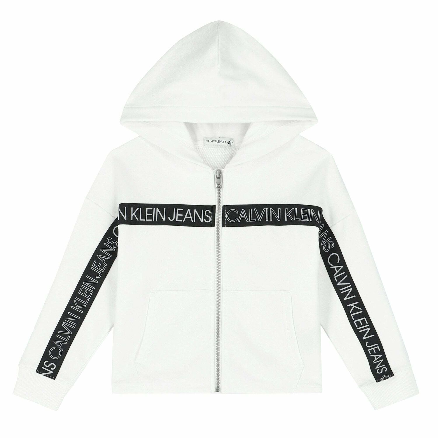 Girls White & Black Logo Hooded Top, 1, hi-res image number null