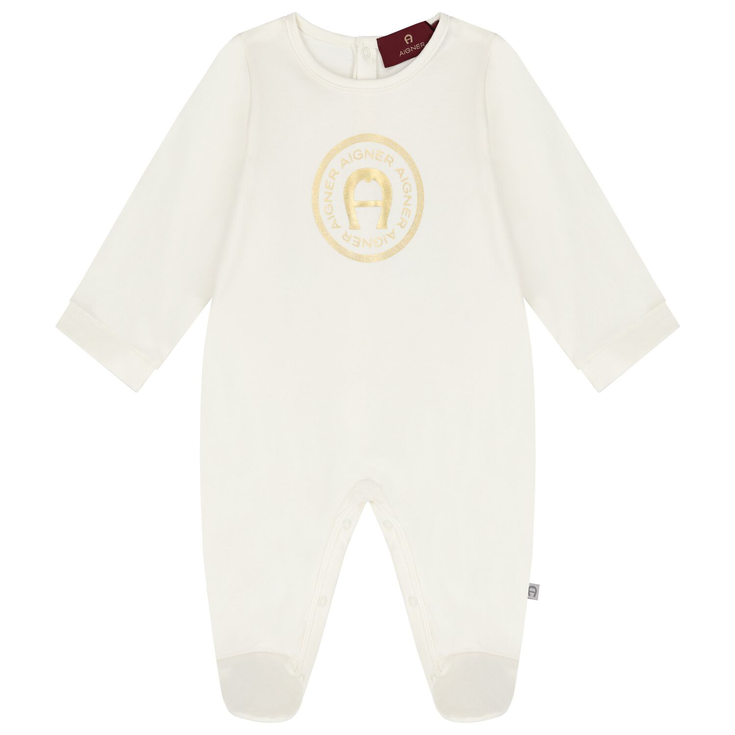 White & Gold Logo Babygrow, 1, hi-res image number null