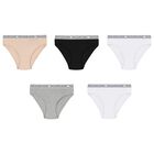 Girls White, Grey, Beige & Black Bikini Brief ( 5-Pack ), 1, hi-res