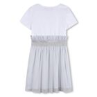 Girls White & Silver Tulle Dress, 1, hi-res