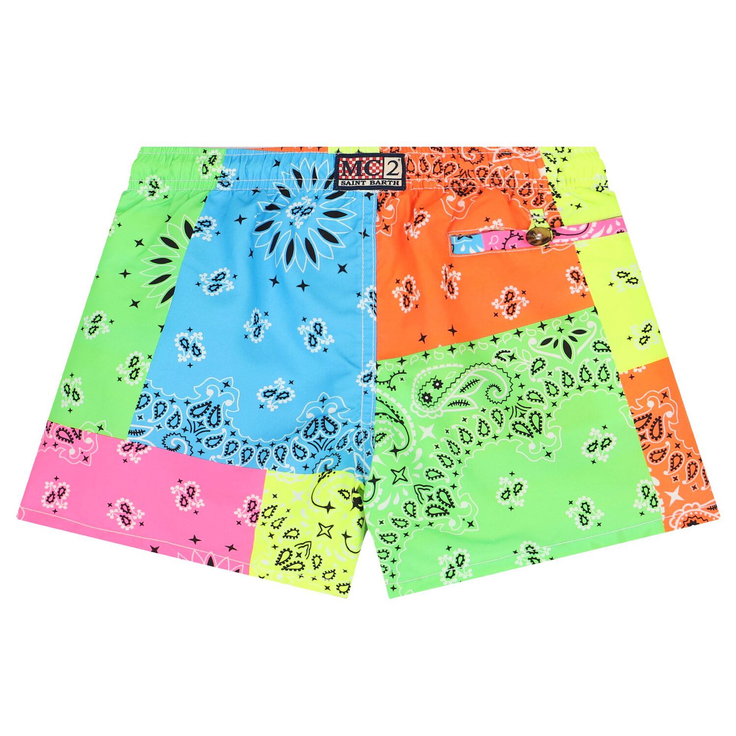 Boys Multi-Coloured Paisley Swim Shorts, 1, hi-res