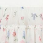 Girls White Tulle Floral Skirt, 1, hi-res