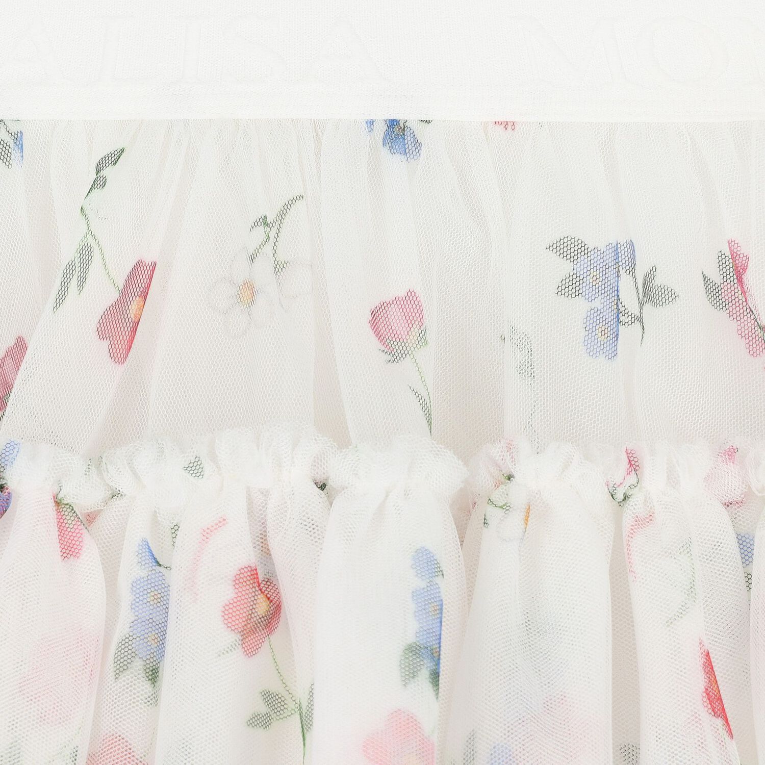 Girls White Tulle Floral Skirt, 1, hi-res image number null