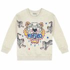 Younger Girls Beige Tiger Sweatshirt, 1, hi-res