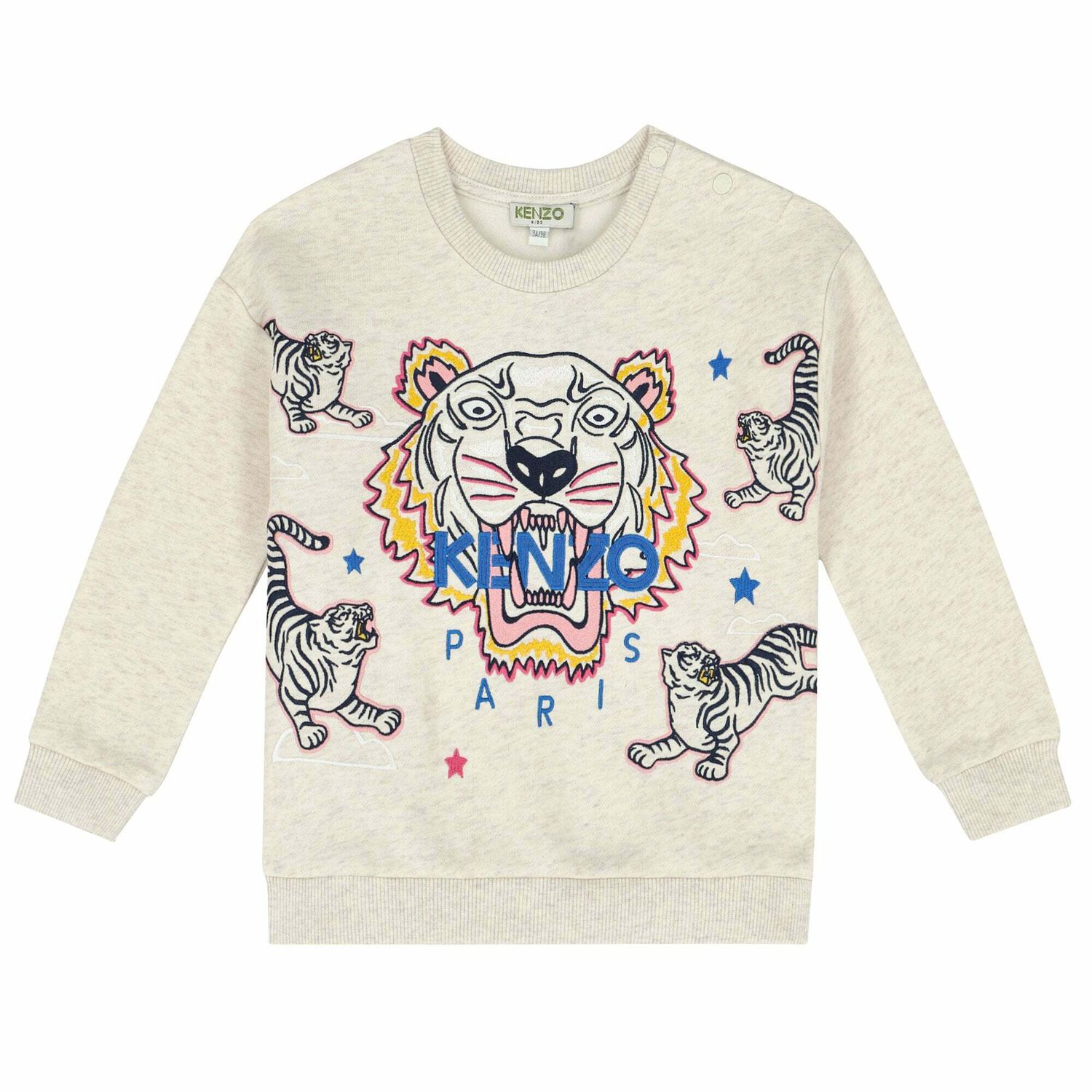 Younger Girls Beige Tiger Sweatshirt, 1, hi-res