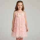 Girls Pink Appliqued Tulle Dress, 2, hi-res