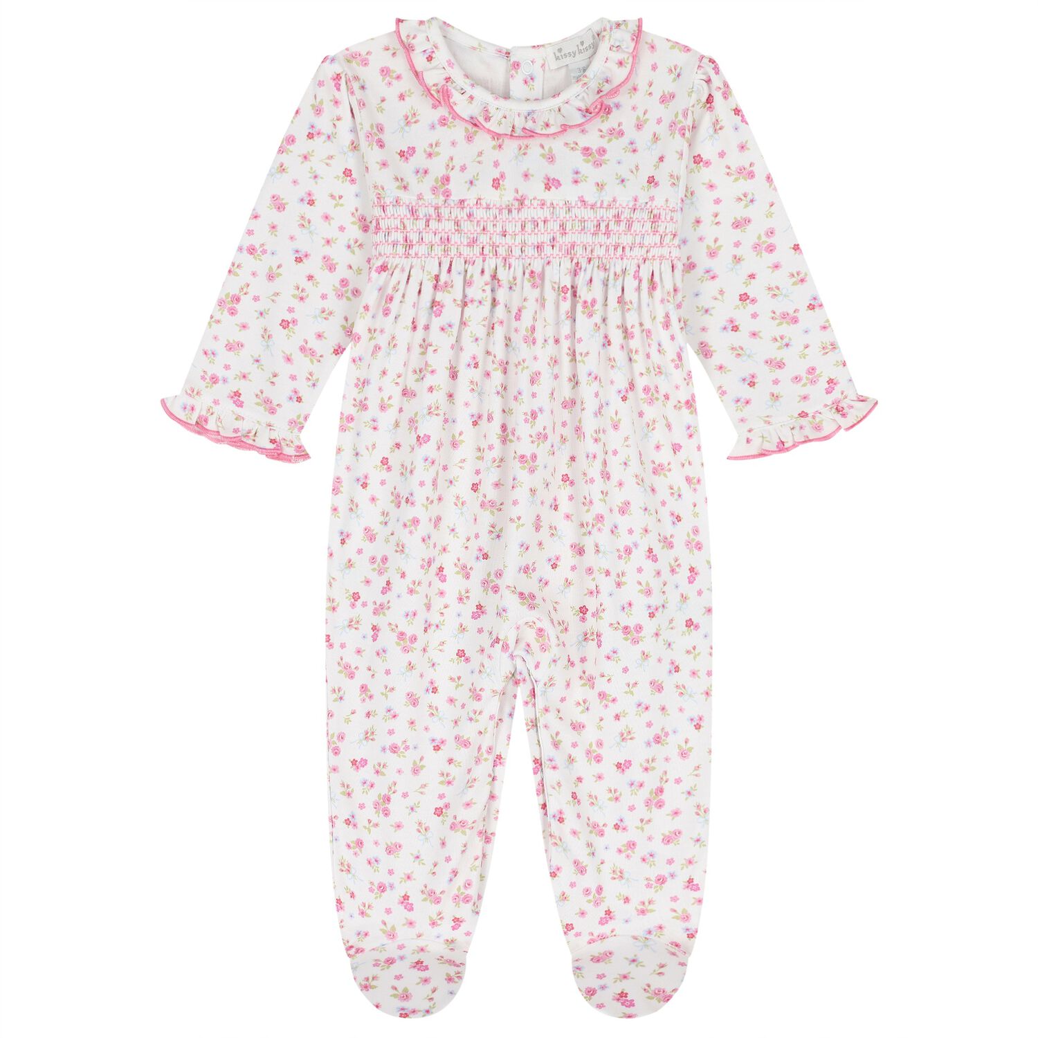 Baby Girls White & Pink Rose Renaissance Babygrow, 1, hi-res