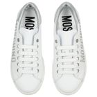 Girls White & Silver Logo Trainers, 1, hi-res