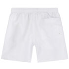 Boys White Logo Swim Shorts, 3, hi-res