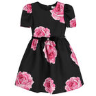 Girls Black & Pink Roses Dress, 1, hi-res