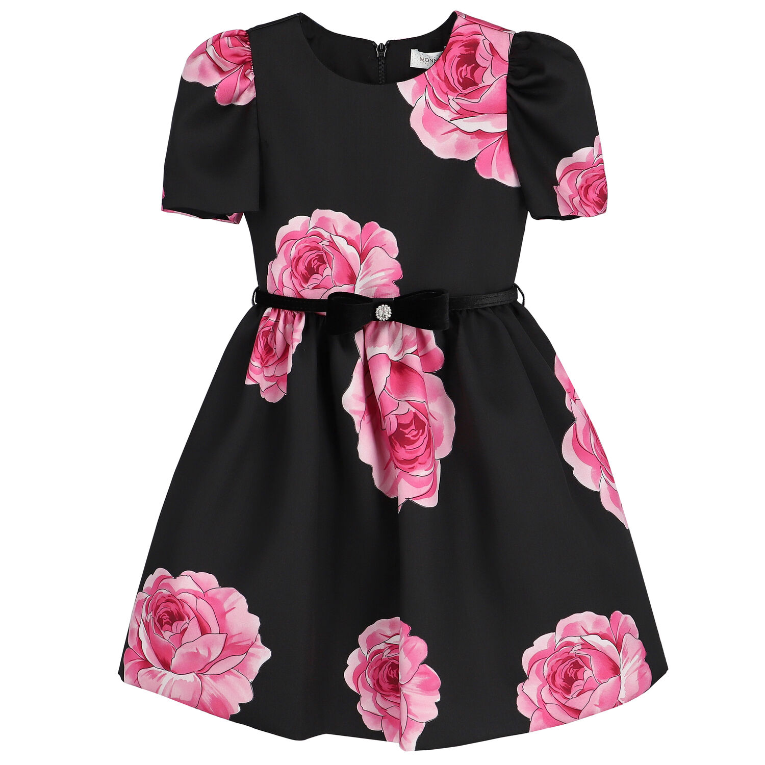 Girls Black & Pink Roses Dress, 1, hi-res