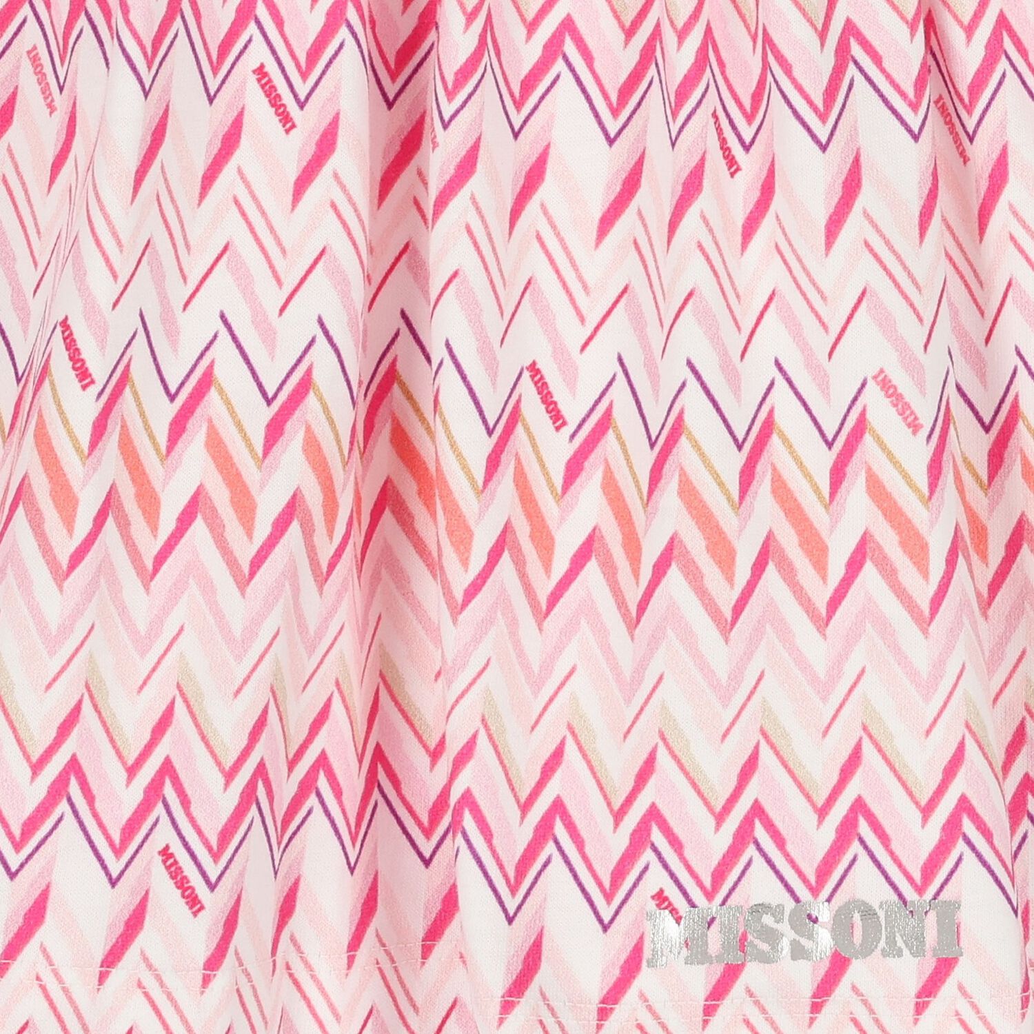 Girls Pink & White Logo Zig Zag Dress, 1, hi-res