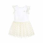 Girls Ivory & Gold Dress, 1, hi-res