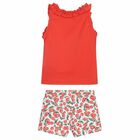 Girls Red & White Shorts Set, 1, hi-res