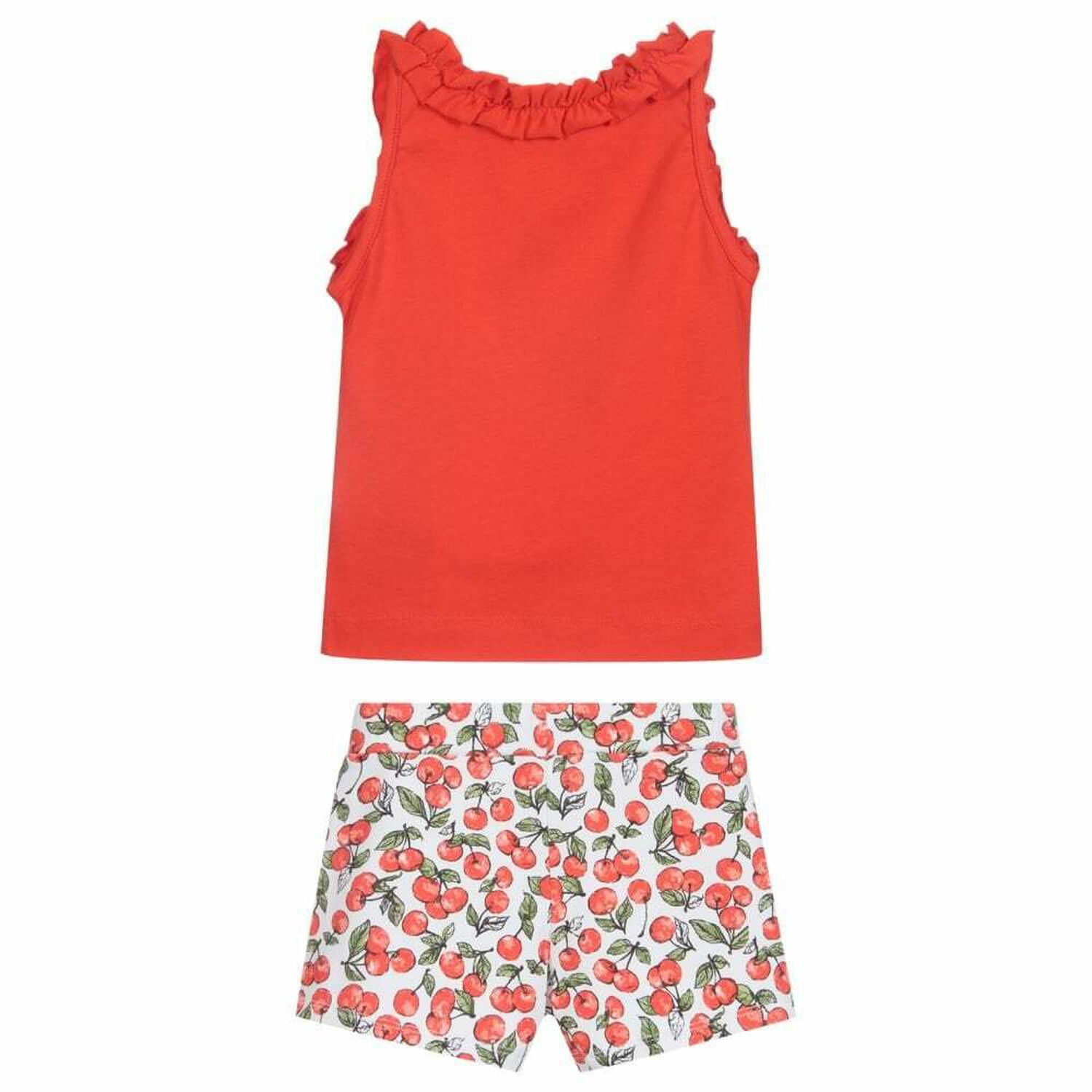 Girls Red & White Shorts Set, 1, hi-res