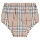 Baby Girls Beige Check Dress Set, 1, hi-res