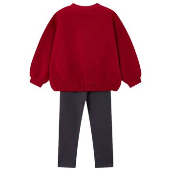 Girls Red & Grey Bow Leggings Set