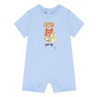 Baby Boys Blue Polo Bear Romper, 1, hi-res