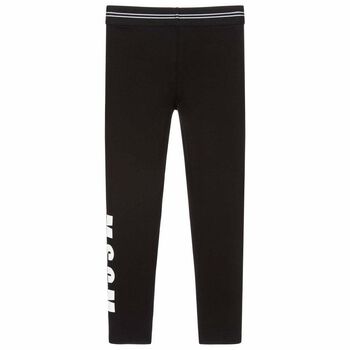 Girls Black Logo Leggings