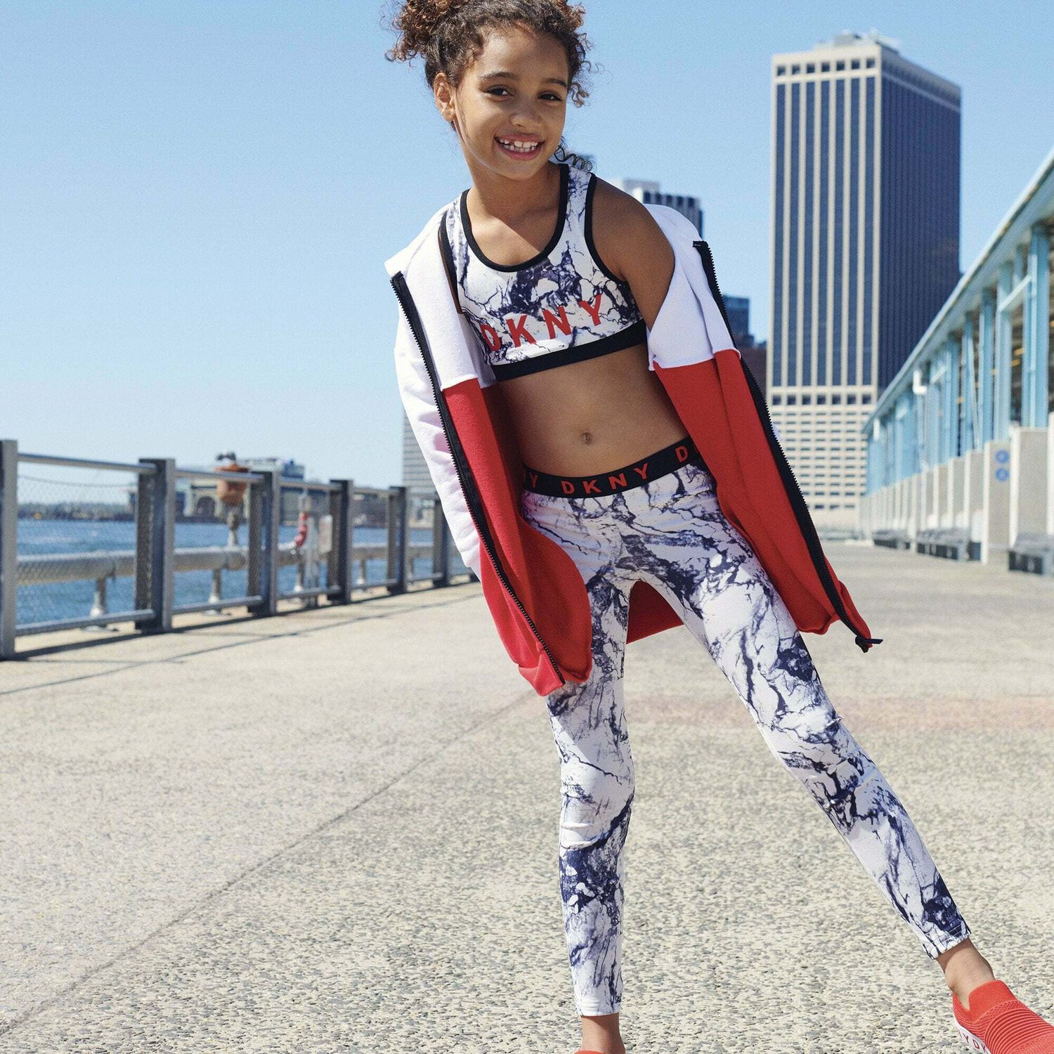 Girls Black & White Logo Top, 1, hi-res