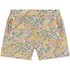 Younger Girls Yellow Floral Shorts, 1, hi-res