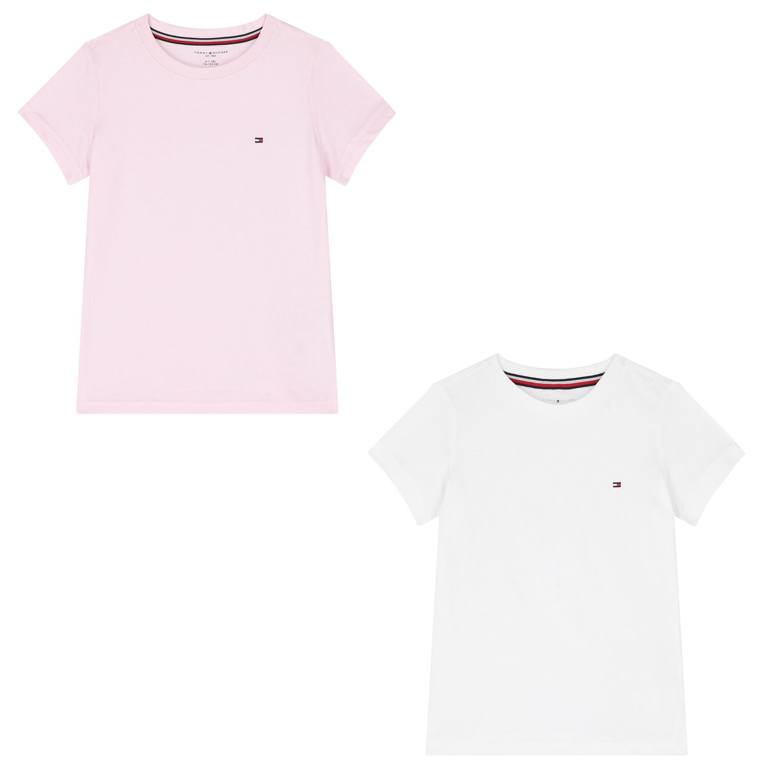 Girls Pink & White Cotton Logo T-Shirts ( 2-Pack ), 1, hi-res