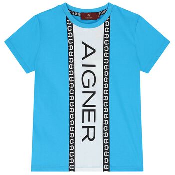 Aigner Boys Blue Logo T-Shirt, 3 Boys Blue Logo T-Shirt
