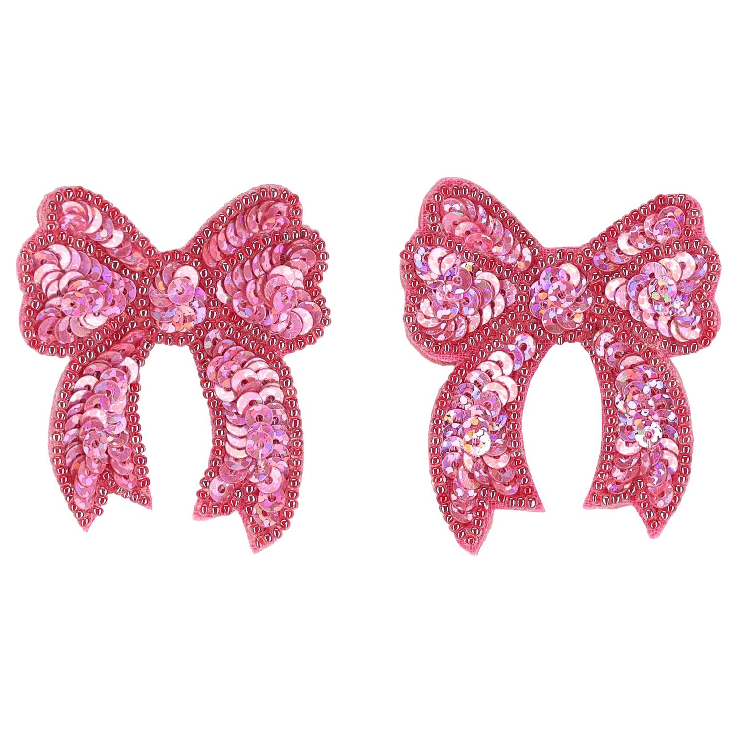Girls Pink Bow Sequin Hairclips ( 2-Pack ), 1, hi-res