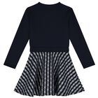 Girls Navy Blue Logo Dress, 1, hi-res