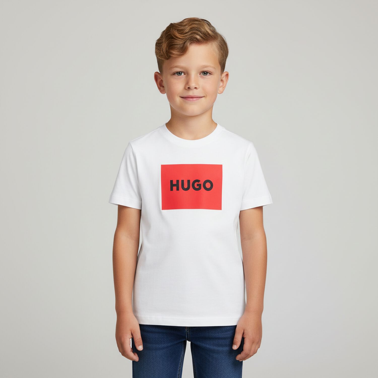 Boys White Logo T-Shirt , 2, hi-res