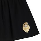 Girls Black Teddy Bear Logo Skirt, 1, hi-res