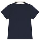 Boys Navy Blue Logo Polo Shirt, 1, hi-res