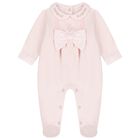 Baby Girls Pink Logo Bow Babygrow, 1, hi-res