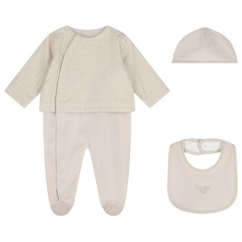 Beige Logo Babygrow Gift Set
