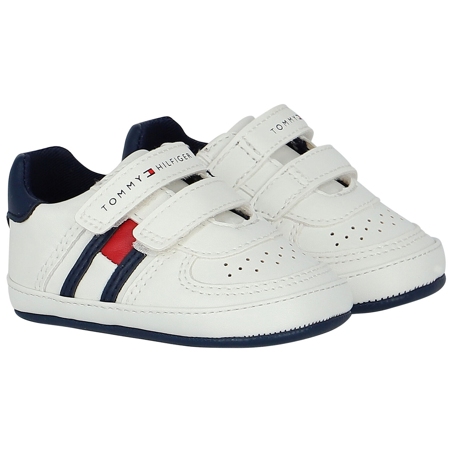 Baby Boys White Logo Pre Walker Shoes, 2, hi-res