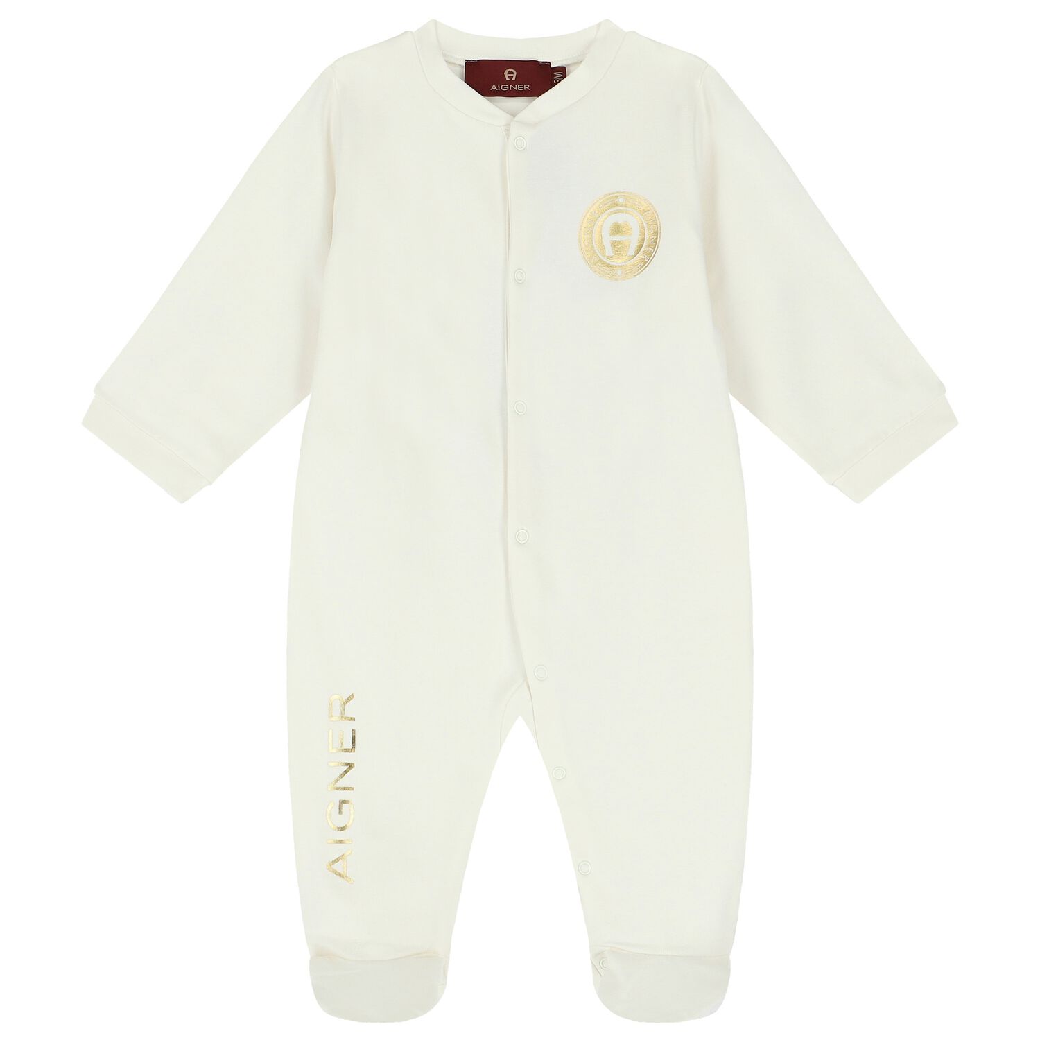 Ivory & Gold Logo Babygrow, 1, hi-res image number null